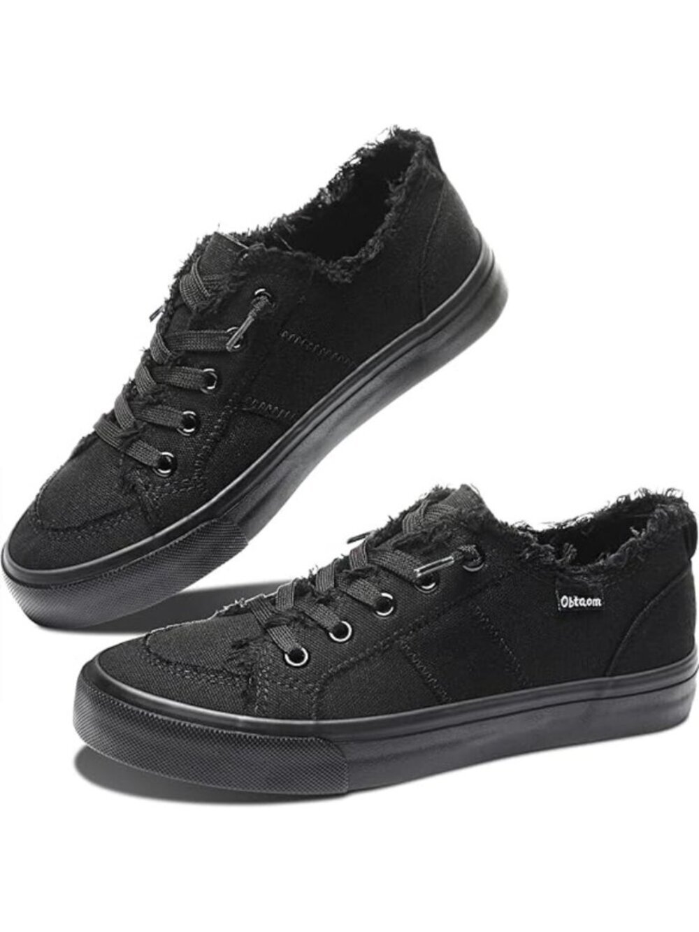 Women's Black/Black Sneaker Washed and Leopard Canvas Slip on Shoes Fashion